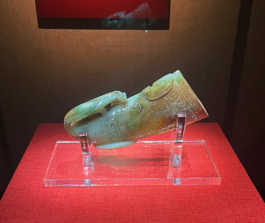 The red sandstone tomb chamber and jade artifacts inside the Nanyue King Museum in Guangzhou.