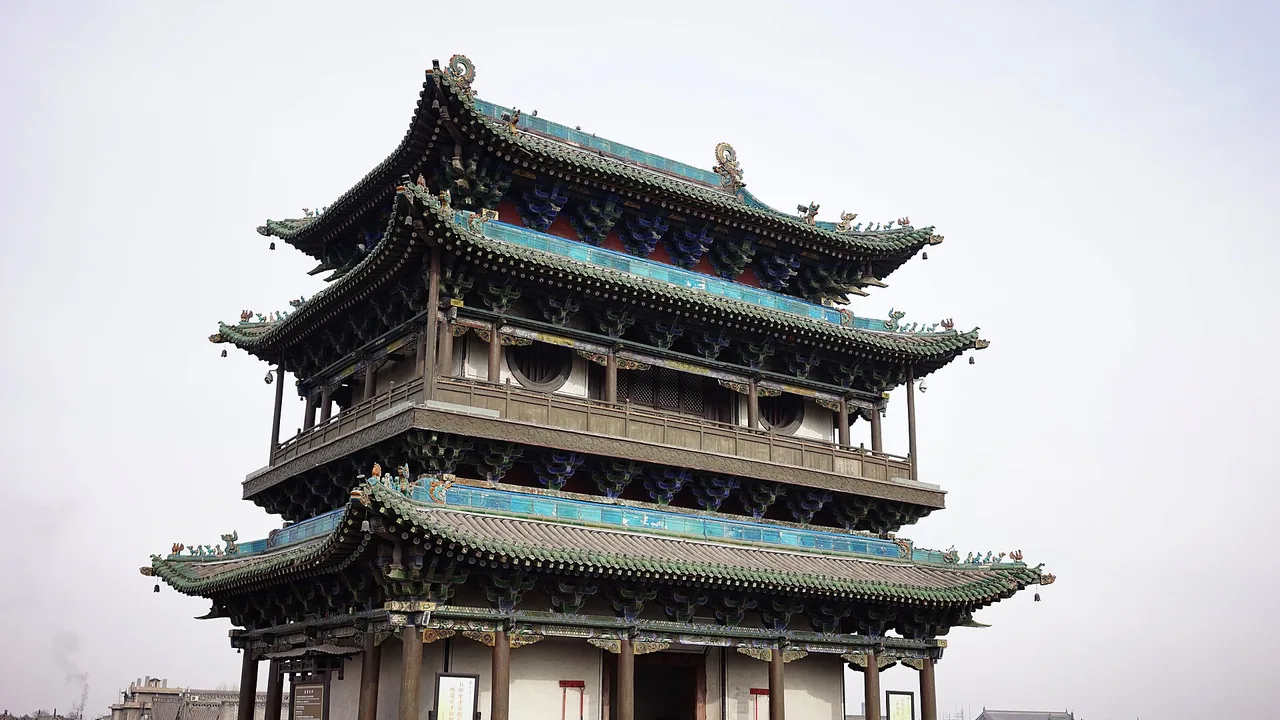 A multi-eaved gate tower on the Ming city wall of Pingyao Ancient City.