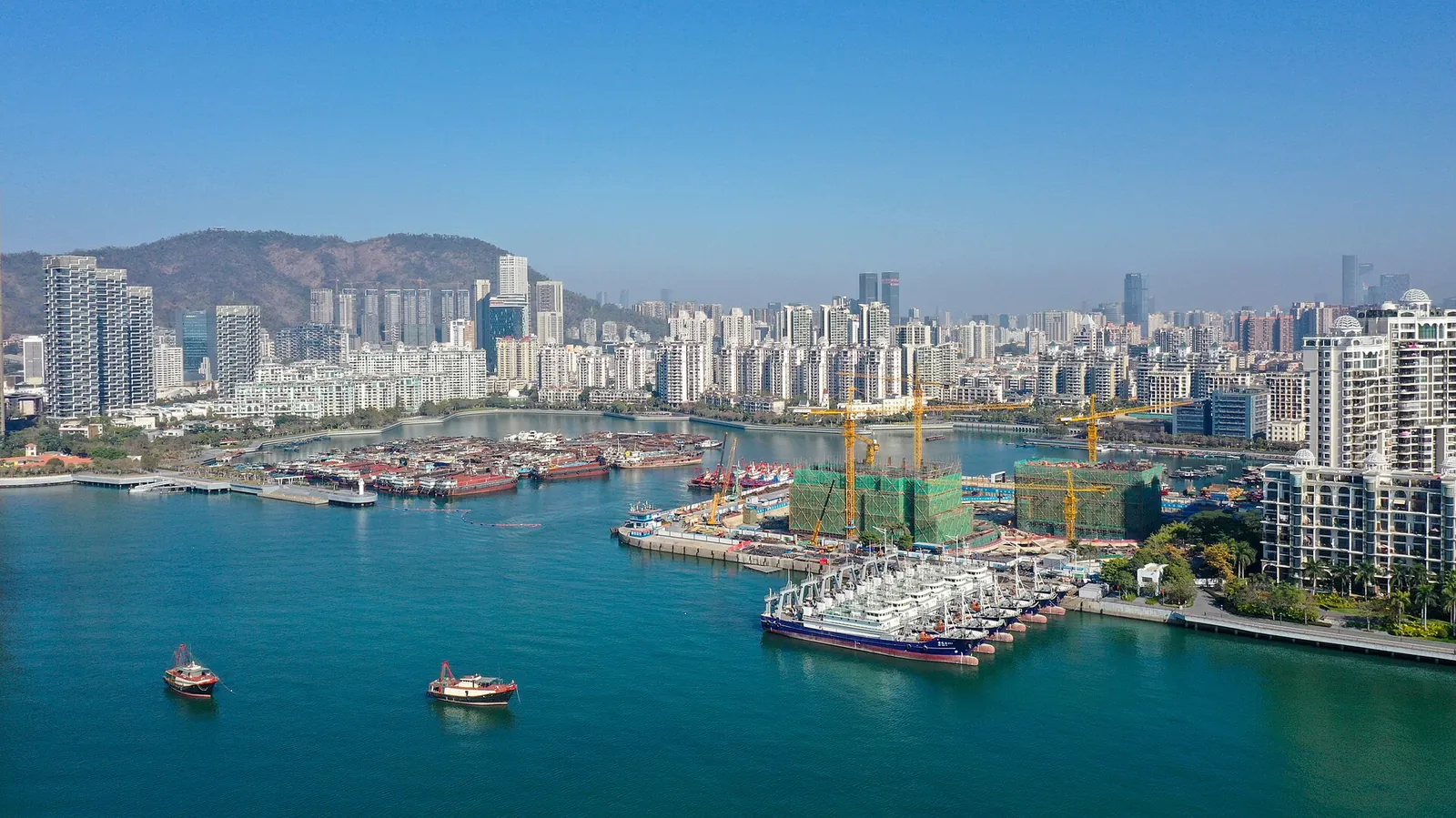 Fishing boats and harbour edge at Shekou