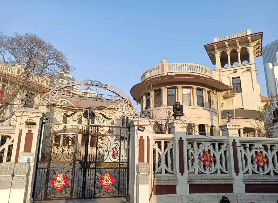 Neoclassical and Art Deco villas lined with plane trees along a quiet street in Wudadao, Tianjin.